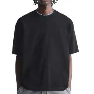 100% Cotton Boxy Fit Tshirts for Men Cropped Oversized Boxy T <b>Shirt</b> Short Sleeves 260 GSM Heavy Blank <b>Tee</b> <b>Shirts</b> <b>Black</b> Color - Product Image 4