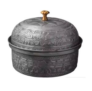 Casserole en métal artisanale héritage faite à la main forme ronde cuisine de table utilisation de réchauffement des aliments pot en métal de haute qualité du Moyen-Orient - Product Image 1