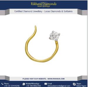 Pin de Nariz de diamante dorado de calidad asegurada Pin de Nariz de oro amarillo de diamante de 18kt para eventos Mehndi y Sangeet - Product Image 3
