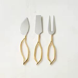 Les événements de mariage et les restaurants utilisent des couteaux à fromage en acier inoxydable à manche en marbre de 3 pièces - Product Image 4