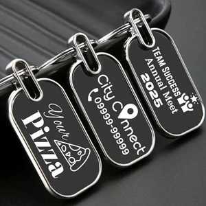 Rectangle Personalized Keychain Customizable with Name Message or Logo Great for Gifts and Everyday <b>Carry</b> - Product Image 2