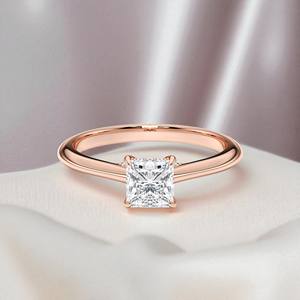 Anillo de compromiso de diamante cultivado en laboratorio de 1,12 quilates, Juego de puntas de princesa y forma redonda en plata para ella - Product Image 4