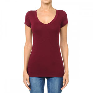 Camisetas Casuales para Mujer, Diseño Sólido, Antibolitas y Transpirables, con Logotipo, 100% Poliéster/Algodón, Jersey de 4.2 oz, Manga Corta, Cuello en V Profundo - Product Image 3