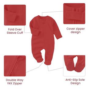 Recién llegado, mono infantil orgánico, mono de pie con cierre de cremallera, tela de algodón suave para la comodidad del bebé - Product Image 5