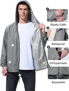 Wholesale Designer Men's Long Stand Front Zipper Winter Hooded Vintage Windbreaker Jacket Lightweight Windproof Waterproof - Product Image 3