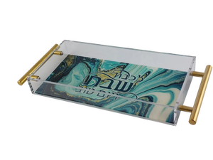 Plateau de service et de présentation en plastique acrylique durable, style animal, avec poignées, design élégant en lucite, taille et couleur personnalisables, moderne - Product Image 4