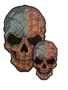 Skull American USA Flag Handmade Embroidered Sew-On Patch Applique Vest <b>Jacket</b> Clothing US Patriotic Bikers Garments Patches - Product Image 3