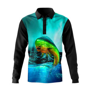 Impresión por sublimación OEM Diseño personalizado Ropa deportiva Ropa de pesca 100% Poliéster Spandex Manga larga Pesca Polos Todos los tamaños - Product Image 2