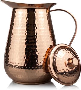 Pichet en cuivre écologique de 68 oz fait à la main avec couvercle en cuivre pur pour réduire la consommation de sucre et améliorer la santé - Product Image 1