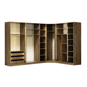 Armario de Diseño Moderno Athome, Color Nogal, Vidrio Templado, Estilo Rompecabezas, Mueble de Dormitorio Independiente, Duradero y Ecológico, Turquía - Product Image 3