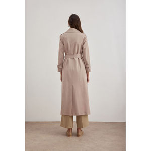 Manteau long beige vintage pour femme, à double boutonnage, avec détails brodés - Product Image 6