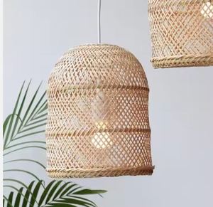 Modern Eco-Friendly Standing Type Bamboo Pendant Light Warm Vintage Style Double Tiers Hanging <b>Lampshade</b> for <b>Living</b> <b>Room</b> Decor - Product Image 3