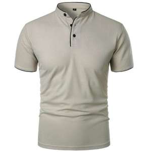 Camisetas de manga corta de verano de alta calidad para hombre, estampado personalizado, colores sólidos, cuello levantado para polos - Product Image 1