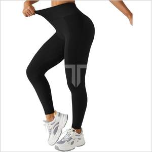 Mallas fruncidas sin costuras para mujer, mallas activas transpirables para Yoga, correr, entrenamiento con Control de barriga, logotipo de levantamiento de glúteos en la cintura - Product Image 3