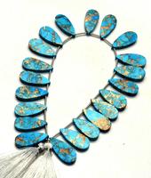 Pierres précieuses en vrac de qualité supérieure AAA+ en turquoise bleue de cuivre, de taille personnalisable, magnifiques, de forme poire plate, créées en laboratoire, pour bijoux sur mesure