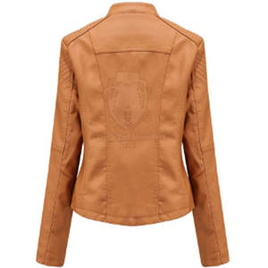 Chaqueta de Cuero para Mujer de Estilo Único con Cuello Alto y Diseño Tejido, Logotipo Frontal, MOQ Bajo, Etiqueta Privada Personalizada, Uso Invernal - Product Image 3