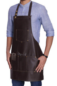 High Quality Custom Logo Men's <b>Leather</b> Sleeveless <b>Apron</b> Reusable-Specializing in Barber Chef Gardener Horse Keeper Multipurpose - Product Image 4