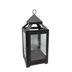 <b>Set</b> of 3 Metal and Glass <b>Lantern</b> Black Color for Home and Christmas Lighting Decoration Hanging <b>Lantern</b> Handmade in Bulk - Product Image 1