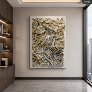 Sculptural Wave Relief Wall Art Handmade Minimalist Wholesale Painting Artwork <b>for</b> Apartment Hotel House Interior Decoration - Product Image 1