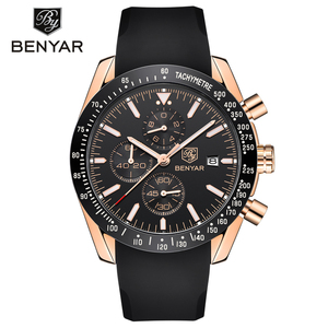 Benyar 5140 New Fashion Blue Men orologi Luxury Brand Quartz Gold Watch cinturino in Silicone orologio sportivo da <span class=keywords><strong>uomo</strong></span> orologio da polso - Product Image 6
