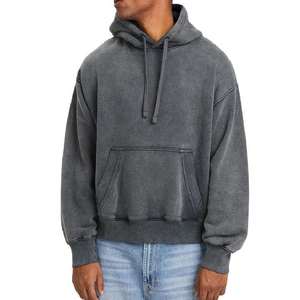 Sweat à capuche oversize streetwear pour homme en molleton 450 GSM 100% coton, qualité supérieure, lavage à la pierre, poids lourd, épaules tombantes, hiver 2026 - Product Image 4