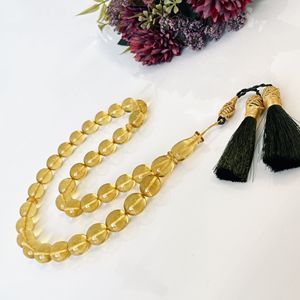 Tasbih de Ámbar Báltico Natural, Cuentas de Oliva Amarillas, Regalo de Ramadán - Product Image 1