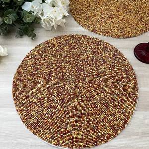 <b>Beaded</b> <b>Placemat</b> Handmade Round Charger for Luxury Dining & Holiday Decor Unique Piece Handmade <b>Beaded</b>, <b>Placemat</b>, Housewarming - Product Image 5