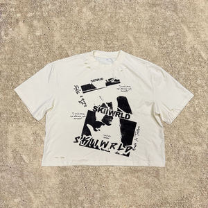 Camisetas con cuello redondo y logotipo estampado Dtg con diseño de ropa de calle personalizada para hombre, camiseta de gran tamaño con efecto lavado para hombre - Product Image 2