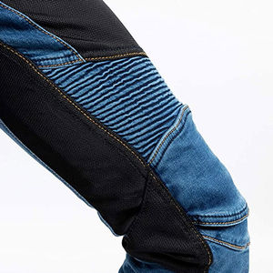 Jeans de moto pour homme en denim bleu certifié CE, respirant, à séchage rapide, D-Ride, pour le cyclisme et la randonnée, avec panneaux noirs - Product Image 4