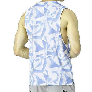 Fit <b>Sleeveless</b> Spandex/Cotton Knitted <b>White</b> Men's O-Neck Premium Tank <b>Top</b> Breathable High Street Style Latest Design - Product Image 2