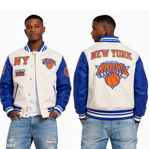 แจ็คเก็ตวาร์ซิตี้คุณภาพดีที่สุด ออกแบบตามสั่ง ขนาดสำหรับผู้ชาย คอตั้ง ปักโลโก้ตามสั่ง ทำจากผ้าขนสัตว์ 100% แบบเบสบอล - Product Image 1