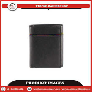 Handmade Premium Quality Men's <b>Wallet</b> Black Genuine Leather Vintage RFID Blocking Laser <b>Engraving</b> Zipper Closure Bulk Supply - Product Image 4