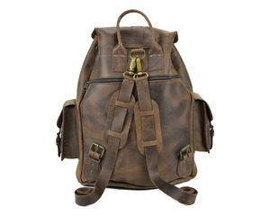 Sac à dos extra large en cuir véritable marron ciré Sac à dos de sport unisexe avec logo personnalisé Sac de voyage fait à la main pour hommes - Product Image 4