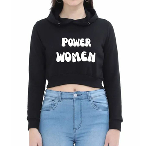 Sweat à capuche court avec impression personnalisée Vente en gros Sweat à capuche pour femme à manches longues Casual Cover up - Product Image 5