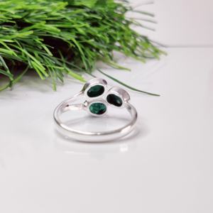 Anello regolabile in argento 925 <span class=keywords><strong>con</strong></span> <span class=keywords><strong>smeraldo</strong></span> tre pietre preziose miglior regalo di nozze il suo commercio all'ingrosso gioielli esperti impostazione intarsio tecnologia - Product Image 4