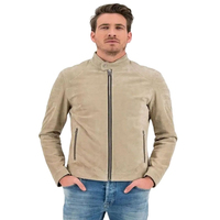 Blouson moto en daim pour homme, col montant, fermeture éclair, couleurs personnalisables, coupe ajustée, hiver, anti-humidité, respirant, manches classiques