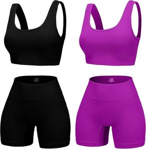 Conjunto de yoga sin costuras para mujer, ropa deportiva atlética de alta elasticidad, conjuntos de Yoga de secado rápido para mujer, conjunto de ropa de entrenamiento - Product Image 3