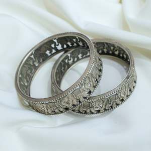 925 Silver Ditya Gajraj <b>Bangles</b> Single Piece Cultural Collectible Traditional <b>Indian</b> Jewelry - Product Image 2