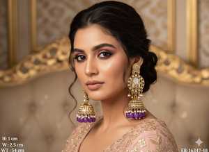 Boucles d'oreilles antiques élégantes en or Bijoux ethniques indiens traditionnels faits à la main, parfaits pour les mariages, les festivals et les fêtes - Product Image 5