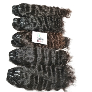 Natural Best Quality Cheap Indian Temple Human Hair Bundles Wavy Cuticle Aligned Remy Vendor's Black Unprocessed Virgin For Sale - Product Image 3