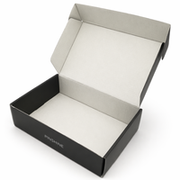 Boîte d'expédition de luxe en carton ondulé noir avec logo personnalisé en feuille d'or pour abonnement cadeau