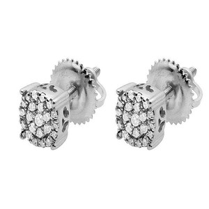Screw <b>Back</b> Moissanite Round Cut Diamond <b>Earrings</b> In S925 Sterling Silver Hip Hop Iced Out Jewelry For Women - Product Image 2
