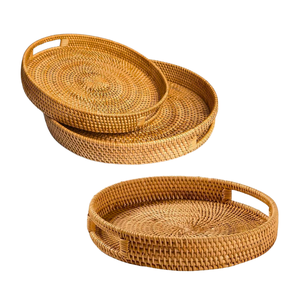 Panier/plateau en rotin en osier rond fait à la main panier décoratif écologique pour la maison et l'hôtel - Product Image 1