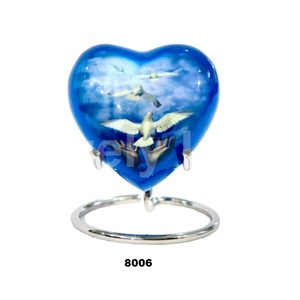 Urne coeur pour cendres sacrées adulte mâle femelle cadeau funéraire paquet de colombe peint petit coeur urne présentoir velours sac de transport - Product Image 1