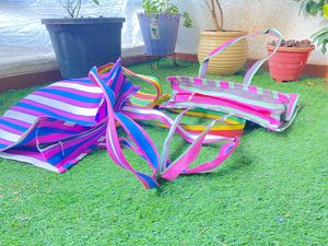 กระเป๋าช้อปปิ้งผ้าไนลอน PP แบบรีไซเคิลกระเป๋าช้อปปิ้งแบบถักพลาสติกใช้ซ้ำได้เป็นมิตรกับสิ่งแวดล้อมกระเป๋าทางการตลาดจากอินเดียขายส่ง - Product Image 2