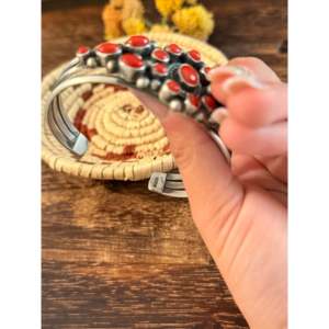 Kathleen Livingston Natural Coral & Sterling <b>Silver</b> Cluster Fashion <b>Cuff</b> <b>Bracelet</b> - Product Image 5