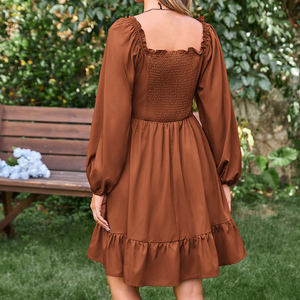 OEM Renaissance con scollo quadrato a trapezio stile impero abiti Casual da <span class=keywords><strong>donna</strong></span> a maniche lunghe con stampa floreale - Product Image 6