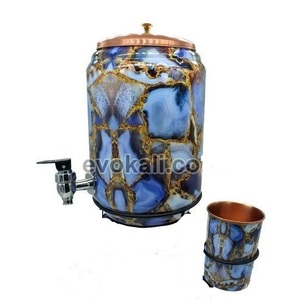 คูลเลอร์ที่เก็บน้ำดื่มทองแดงแท้ออกแบบมาสำหรับใช้งานเพื่อสุขภาพอายุรเวทด้วยก๊อกน้ำที่มีประโยชน์และทำจากธรรมชาติ - Product Image 1