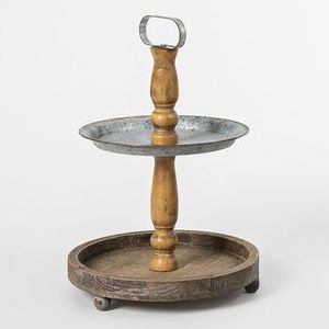 Elegante soporte decorativo para pasteles de madera y metal, vajilla de calidad premium perfecta para aniversarios y eventos especiales - Product Image 5