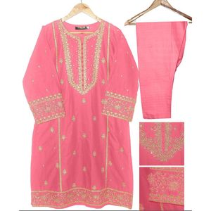 Conjunto de 2 piezas de Salwar Kameez estilo pakistaní indio GOTTA TILLA cosido, conjunto de ropa étnica de 3 piezas para fiestas, hecho de tela de malla de algodón. - Product Image 1